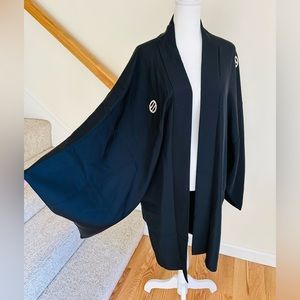 Vintage silk, hand painted, reversible black kimono with colorful tiger.